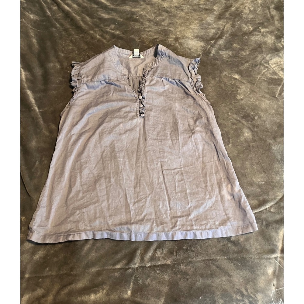 Banana Republic Ruffle Sleeveless Blouse Top Petite Large See Thru